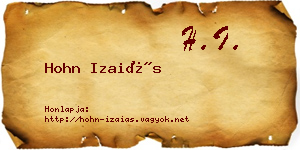 Hohn Izaiás névjegykártya